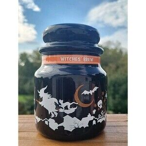 VERY RARE Witches Brew Yankee Candle  White/black/orange Discontinued jar art